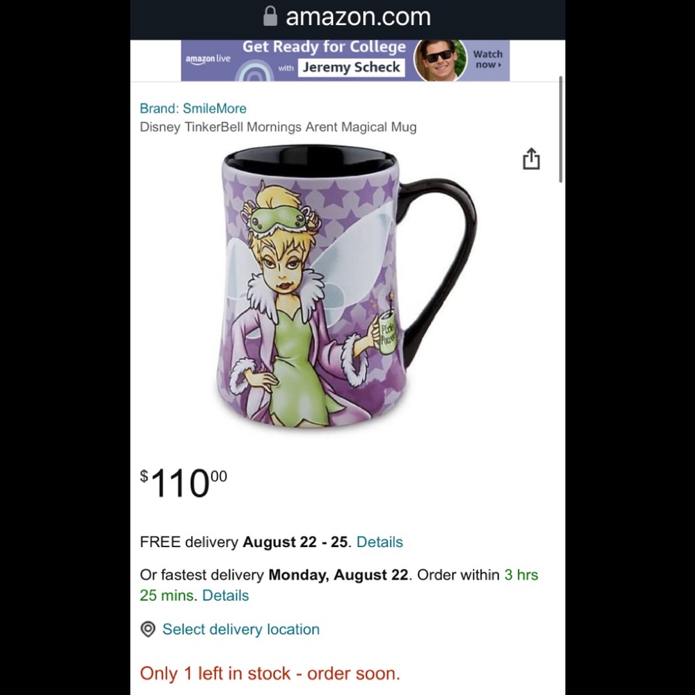 Disney Tinkerbell rare mug.